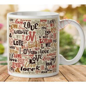 Art Hediye 1-558 Love Tasarım İki Tarafı Baskılı Kupa Bardak