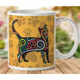 Art Hediye 1-564 Desenli Kedi İki Tarafı Baskılı Kupa Bardak