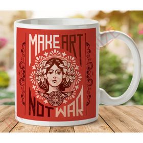 Art Hediye 1-565 Make Art Not War İki Tarafı Baskılı Kupa Bardak