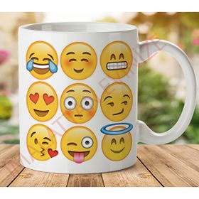 Art Hediye 1-595 EMOJİ İki Tarafı Baskılı Kupa Bardak