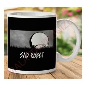 Art Hediye 1-648 Sad Robot İki Tarafı Baskılı Kupa Bardak