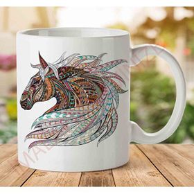 Art Hediye 1-951 Color Horse Renkli At İki Tarafı Baskılı Kupa Bardak