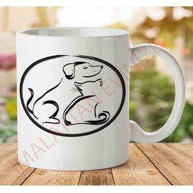 Art Hediye 1-965 Dog and Cat Köpek ve Kedi İki Tarafı Baskılı Kupa Bardak
