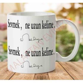 Art Hediye 1-968 Sevmek Ne Uzun Kelime İki Tarafı Baskılı Kupa Bardak