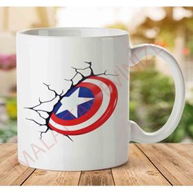 Art Hediye 1-978 Escudo Kaptan Amerika İki Tarafı Baskılı Kupa Bardak