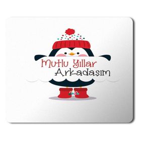 Art Hediye 2024 Mutlu Yıllar Arkadaşım Penguen 23x19 cm Mouse Pad