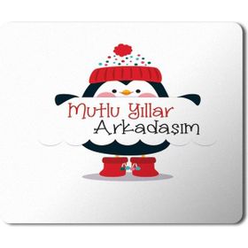 Art Hediye 2024 Mutlu Yıllar Arkadaşım Penguen 23x19 cm Mouse Pad