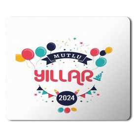 Art Hediye 2024 Mutlu Yıllar Baloncuklar 23x19 cm Mouse Pad