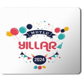 Art Hediye 2024 Mutlu Yıllar Baloncuklar 23x19 cm Mouse Pad