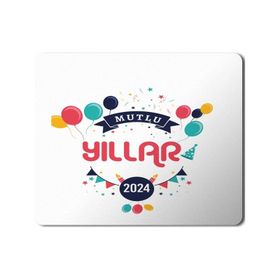 Art Hediye 2024 Mutlu Yıllar Baloncuklar 23x19 cm Mouse Pad