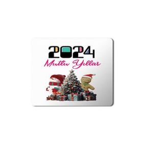 Art Hediye 2024 Mutlu Yıllar Çam Ağacı Süsler 23x19 cm Mouse Pad