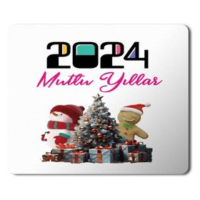 Art Hediye 2024 Mutlu Yıllar Çam Ağacı Süsler 23x19 cm Mouse Pad