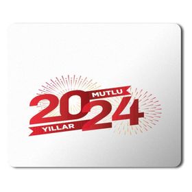 Art Hediye 2024 Mutlu Yıllar Dairesel 23x19 cm Mouse Pad