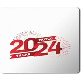 Art Hediye 2024 Mutlu Yıllar Dairesel 23x19 cm Mouse Pad