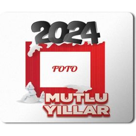 Art Hediye 2024 Mutlu Yıllar Foto Yazı 23x19 cm Mouse Pad