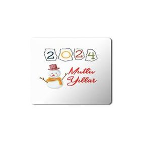 Art Hediye 2024 Mutlu Yıllar Kardan Adam Boya 23x19 cm Mouse Pad