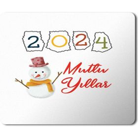 Art Hediye 2024 Mutlu Yıllar Kardan Adam Boya 23x19 cm Mouse Pad