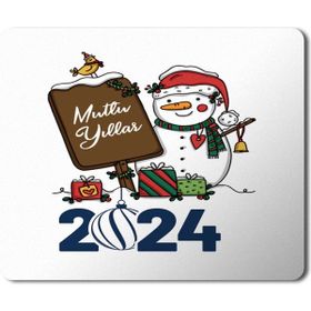 Art Hediye 2024 Mutlu Yıllar Kardan Adam Tabela 23x19 cm Mouse Pad