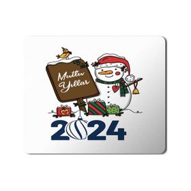 Art Hediye 2024 Mutlu Yıllar Kardan Adam Tabela 23x19 cm Mouse Pad