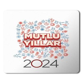 Art Hediye 2024 Mutlu Yıllar Şekiller 23x19 cm Mouse Pad