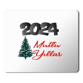 Art Hediye 2024 Mutlu Yıllar Yazı Çam Ağacı 23x19 cm Mouse Pad