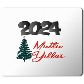 Art Hediye 2024 Mutlu Yıllar Yazı Çam Ağacı 23x19 cm Mouse Pad