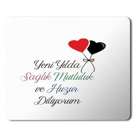Art Hediye 2024 Yeni Yılda Sağlık Huzur Diliyorum Kalpler 23x19 cm Mouse Pad