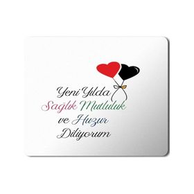 Art Hediye 2024 Yeni Yılda Sağlık Huzur Diliyorum Kalpler 23x19 cm Mouse Pad
