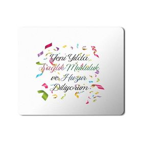 Art Hediye 2024 Yeni Yılda Saglık Mutluluk Huzur Konfeti 23x19 cm Mouse Pad
