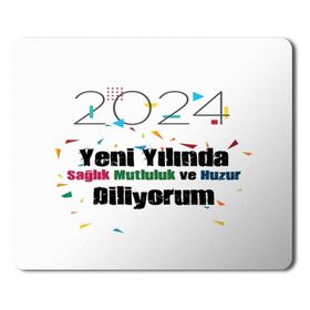 Art Hediye 2024 Yeni Yılında Sağlık Huzur Konfeti 23x19 cm Mouse Pad