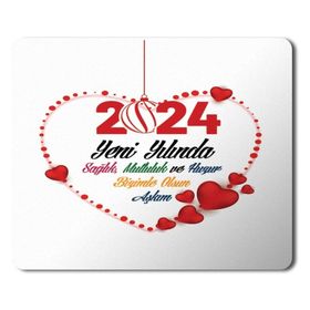 Art Hediye 2024 Yeni Yılında Seninle Olsun Aşkım Kalpler 23x19 cm Mouse Pad