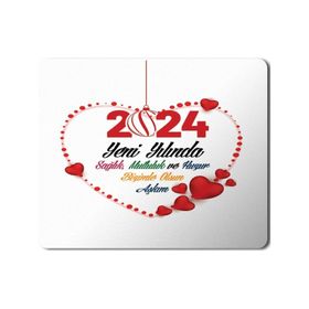 Art Hediye 2024 Yeni Yılında Seninle Olsun Aşkım Kalpler 23x19 cm Mouse Pad