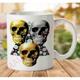 Art Hediye 3 Skull Üç Kuru Kafa İki Tarafı Baskılı Kupa Bardak