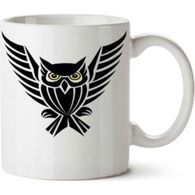 Art Hediye A 1 Tribal Owl By Siyah Baykuş İki Tarafı Baskılı Kupa Bardak