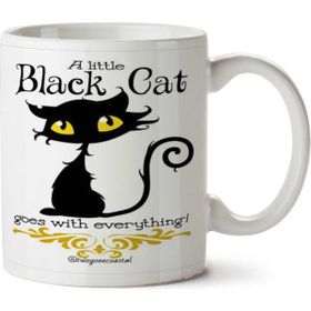 Art Hediye A Little Black Cat Kara Siyah Kedi İki Tarafı Baskılı Kupa Bardak