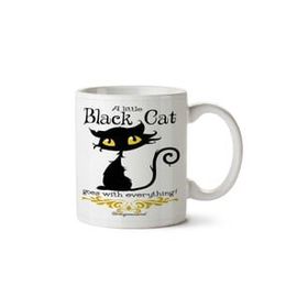 Art Hediye A Little Black Cat Kara Siyah Kedi İki Tarafı Baskılı Kupa Bardak