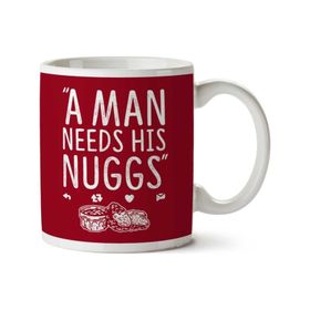 Art Hediye A Man Needs His Nuggs Chicken Nuggets Iki Tarafı Baskılı Kupa Bardak