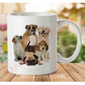 Art Hediye A2364 Köpekler İki Tarafı Baskılı Kupa Bardak