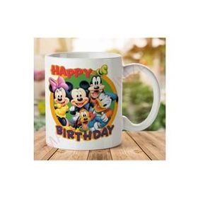 Art Hediye A2416 Happy Birthday Mickey Mouse İki Tarafı Baskılı Kupa Bardak
