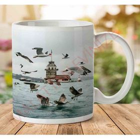 Art Hediye A2639 Kız Kulesi Martılar İki Tarafı Baskılı Kupa Bardak