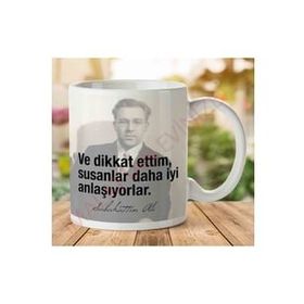 Art Hediye A2824 Sabahattin Ali Susanlar Daha İyi Anlaşıyor İki Tarafı Baskılı Kupa Bardak
