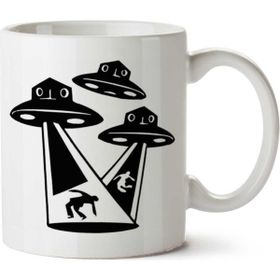 Art Hediye Abdução Ufo İki Tarafı Baskılı Kupa Bardak