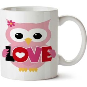 Art Hediye Adorable Valentine Owl Love Baykuş İki Tarafı Baskılı Kupa Bardak