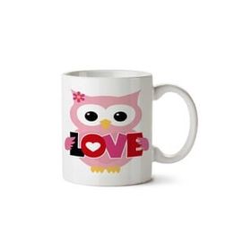 Art Hediye Adorable Valentine Owl Love Baykuş İki Tarafı Baskılı Kupa Bardak