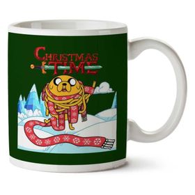 Art Hediye Adventure Christmas Time Jake Scarf Ice World Cartoon Network Iki Tarafı Baskılı Kupa Bardak