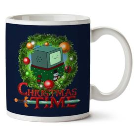 Art Hediye Adventure Christmas Time Wreath Beemo Cartoon Network Iki Tarafı Baskılı Kupa Bardak