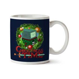 Art Hediye Adventure Christmas Time Wreath Beemo Cartoon Network Iki Tarafı Baskılı Kupa Bardak