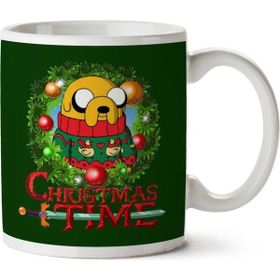 Art Hediye Adventure Christmas Time Wreath Jake Cartoon Network Iki Tarafı Baskılı Kupa Bardak