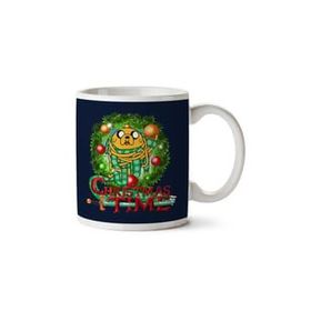 Art Hediye Adventure Christmas Time Wreath Jake Scarf Cartoon Network Iki Tarafı Baskılı Kupa Bardak