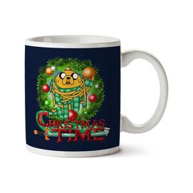 Art Hediye Adventure Christmas Time Wreath Jake Scarf Cartoon Network Iki Tarafı Baskılı Kupa Bardak
